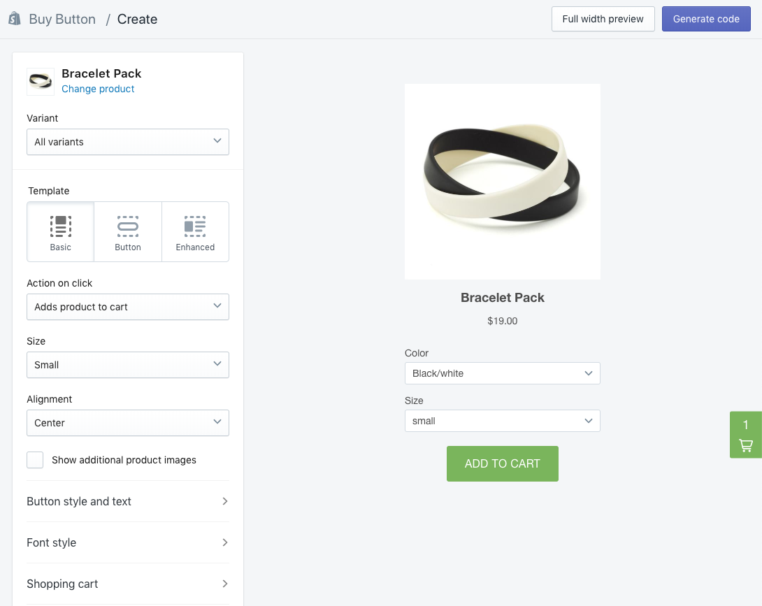 Buy button creation